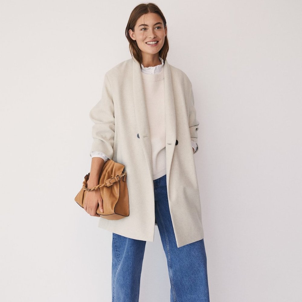 Mango Wool Double-Breasted Coat Beige NWT SOLD OUT